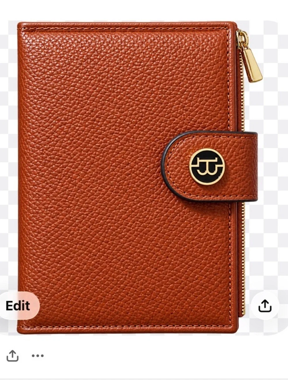 Leather Folio Wallet Case - Brown with Gold Accent brand new no tag